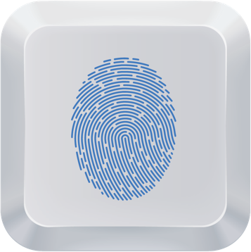 keyboard key with blue fingerprint
